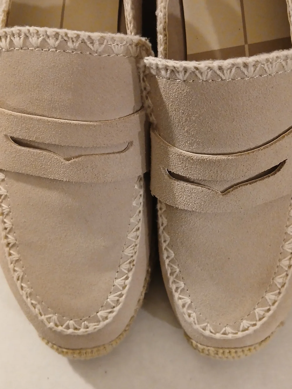 Dolce Vita Womens Beige Whipstitch Toe  Suede Leather Platform Penny Loafers 8.5